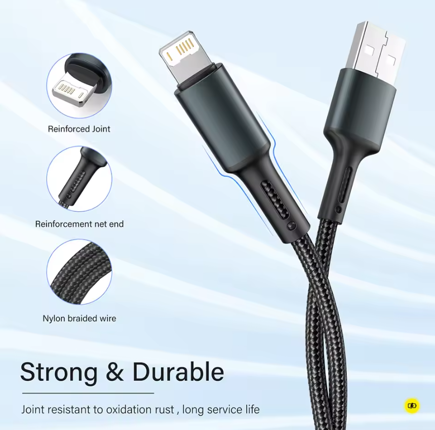 USB to Lightning charger cable close-up