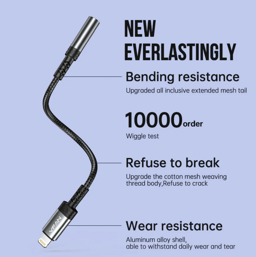 Vipfan Lightning to 3.5mm Audio Jack Adaptor Durable Design