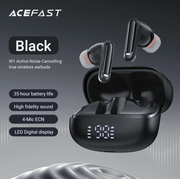 W1 wireless earbuds featuring up to -35dB Active Noise Cancellation