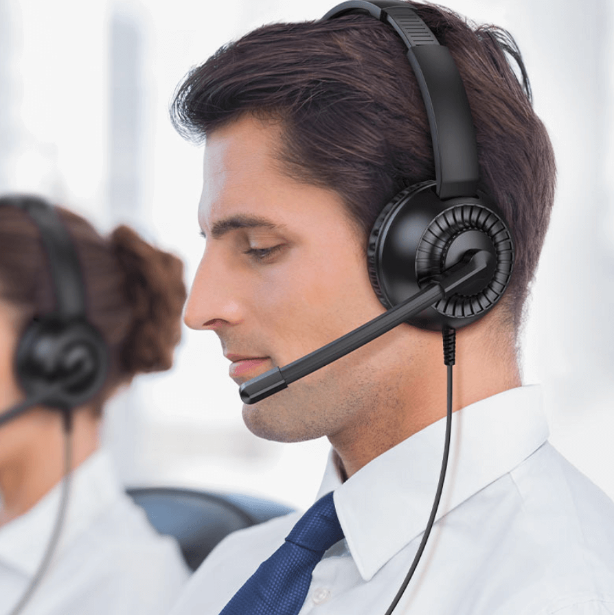 W112 Pure headset bendable microphone close-up