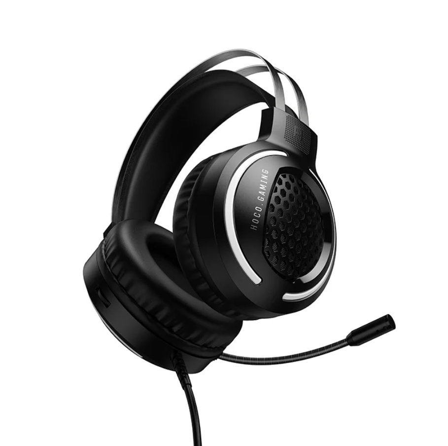 Black over-ear gaming headset with a flexible boom microphone, featuring a honeycomb-patterned speaker grille and white 'HONOR' branding on the ear cup, shown against a solid white background.