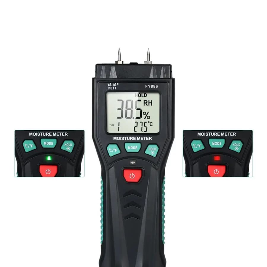 Wood Moisture Meter - Pin Type With Spare Pins & Case