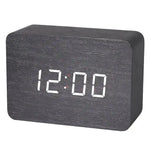 Wooden LED Digital Alarm Clock with Temperature Display & Night Light (4 colours available) - Black - HBC