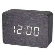 Wooden LED Digital Alarm Clock with Temperature Display & Night Light (4 colours available) - Black - HBC