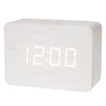 Wooden LED Digital Alarm Clock with Temperature Display & Night Light (4 colours available) - White - HBC