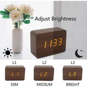 Wooden LED Digital Alarm Clock with Temperature Display & Night Light (4 colours available) - HBC