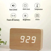 Wooden LED Digital Alarm Clock with Temperature Display & Night Light (4 colours available) - HBC